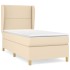 Cama box spring con colchón tela color crema 90x200