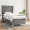 Cama box spring con colchón tela gris oscuro 90x200 cm