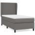 Cama box spring con colchón cuero sintético gris 90x190