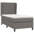 Cama box spring con colchón cuero sintético gris 90x190