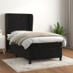 Cama box spring con colchón terciopelo negro 80x200 cm