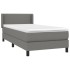 Cama box spring con colchón tela gris oscuro 90x200