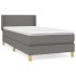 Cama box spring con colchón tela gris oscuro 90x200