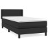 Cama box spring con colchón cuero sintético negro 100x200