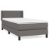 Cama box spring con colchón cuero sintético gris 90x190