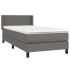 Cama box spring con colchón cuero sintético gris 90x190