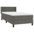 Cama box spring con colchón terciopelo gris oscuro 80x200