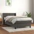 Cama box spring con colchón terciopelo gris oscuro 90x190