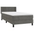 Cama box spring con colchón terciopelo gris oscuro 90x190