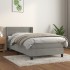 Cama box spring con colchón terciopelo gris claro 80x200