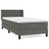 Cama box spring con colchón terciopelo gris oscuro 90x200