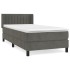 Cama box spring con colchón terciopelo gris oscuro 80x200