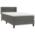 Cama box spring con colchón terciopelo gris oscuro 80x200