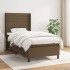 Cama box spring con colchón tela marrón oscuro 90x200