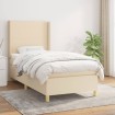 Cama box spring con colchón tela color crema 90x200 cm