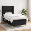 Cama box spring con colchón tela negro 80x200 cm