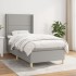 Cama box spring con colchón tela gris claro 80x200