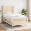 Cama box spring con colchón tela color crema 90x200 cm