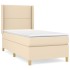 Cama box spring con colchón tela color crema 90x200