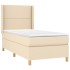 Cama box spring con colchón tela color crema 90x200