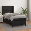 Cama box spring con colchón cuero sintético negro 80x200 cm