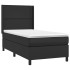 Cama box spring con colchón cuero sintético negro 90x190