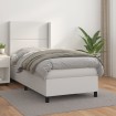 Cama box spring con colchón cuero sintético blanco 90x190 cm