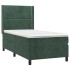 Cama box spring con colchón terciopelo verde oscuro 100x200