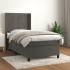 Cama box spring con colchón terciopelo gris oscuro 90x190