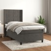 Cama box spring con colchón terciopelo gris oscuro 90x190 cm