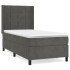 Cama box spring con colchón terciopelo gris oscuro 90x190