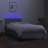 Cama box spring con colchón tela y LED gris claro 80x200