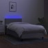 Cama box spring colchón y luces LED tela gris claro 80x200