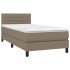 Cama box spring colchón y luces LED tela gris taupe 90x200