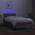 Cama box spring colchón y luces LED tela gris taupe 90x200