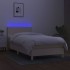 Cama box spring colchón y luces LED tela crema 100x200