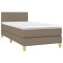 Cama box spring con colchón LED tela gris taupe 90x200