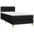 Cama box spring con colchón y LED tela negro 90x190