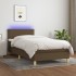 Cama box spring con colchón LED tela marrón oscuro 100x200