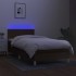 Cama box spring con colchón LED tela marrón oscuro 100x200