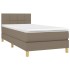 Cama box spring con colchón LED tela gris taupe 90x200