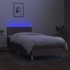 Cama box spring con colchón LED tela gris taupe 90x200