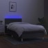 Cama box spring con colchón y LED tela gris oscuro 90x200