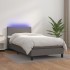 Cama box spring y colchón LED cuero sintético gris 90x190