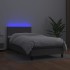 Cama box spring y colchón LED cuero sintético gris 90x190