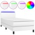 Cama box spring y colchón LED cuero sintético blanco 80x200