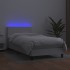 Cama box spring y colchón LED cuero sintético blanco 80x200