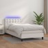 Cama box spring y colchón LED cuero sintético blanco 90x190