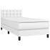 Cama box spring y colchón LED cuero sintético blanco 90x190