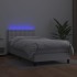 Cama box spring y colchón LED cuero sintético blanco 90x190